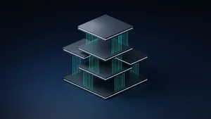 Layered architectural framework representing an AI operating system for business