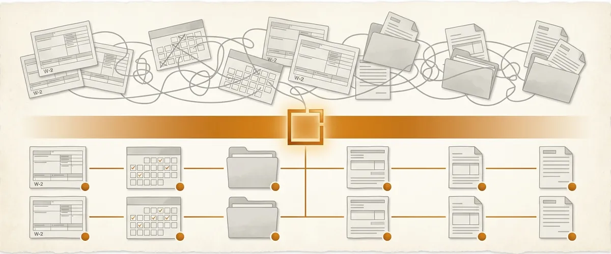 Accounting firm workflow transformation from scattered tax documents to organized preparation flow