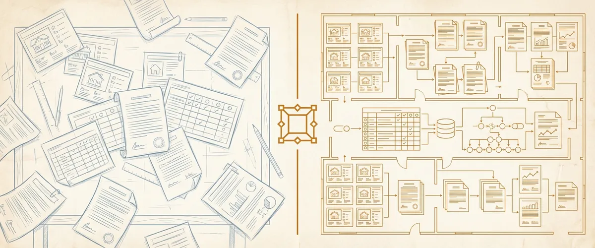 Real estate workflow transformation from scattered listings and contracts to organized transaction flow