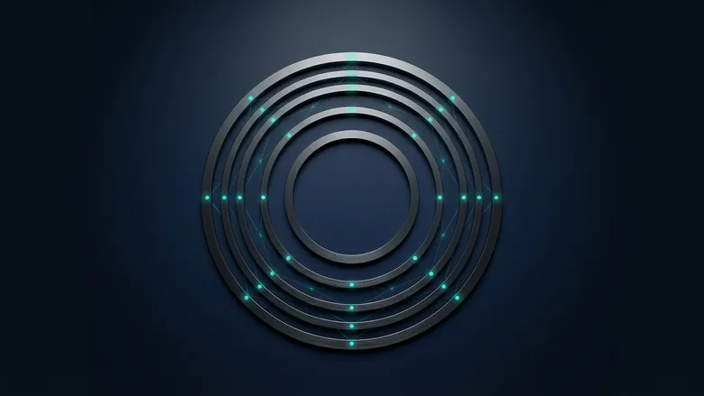 Concentric geometric rings with connection points representing partner network
