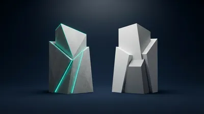 Two geometric structures side by side representing Claude AI and ChatGPT comparison