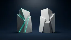 Two geometric structures side by side representing Claude AI and ChatGPT comparison