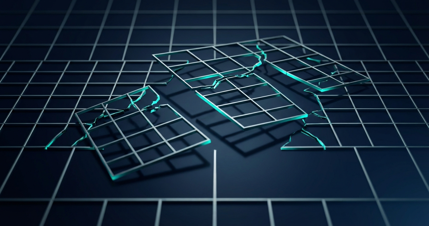 Fractured geometric structure representing broken automation approaches