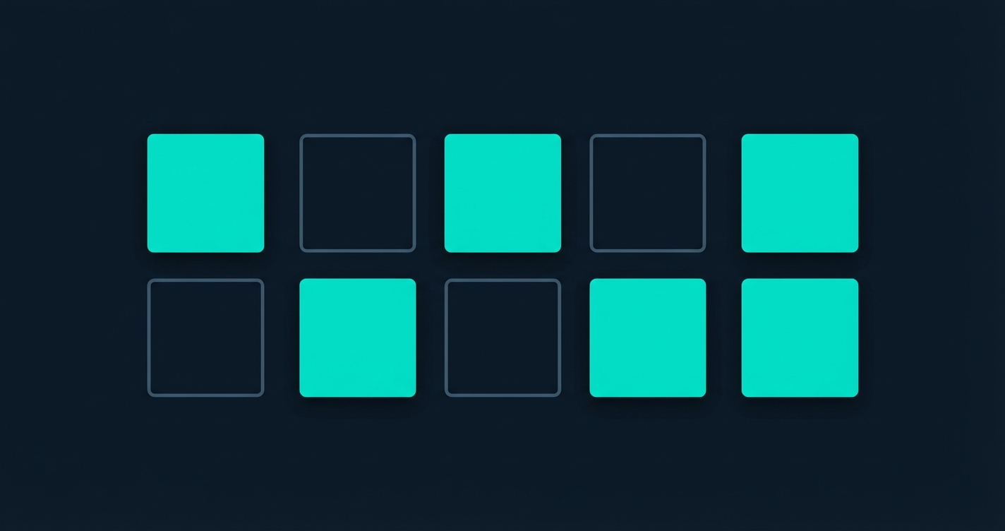 Grid of squares with teal highlights representing readiness assessment criteria